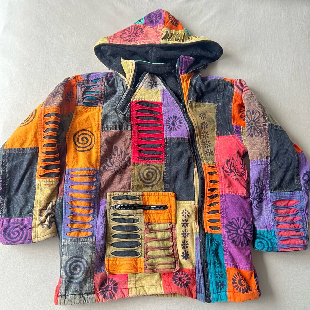 Colorful Patchwork Hooded Jacket